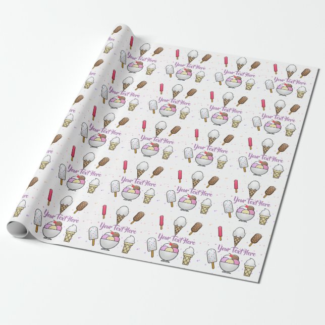 Ice Cream Parlour Dream Wrapping Paper (Unrolled)
