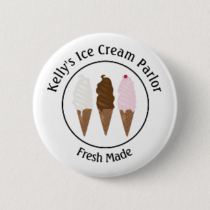 Ice Cream Parlour Logo 6 Cm Round Badge