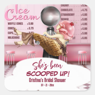 Ice cream Parlour She's Been Scooped Up Square Sticker