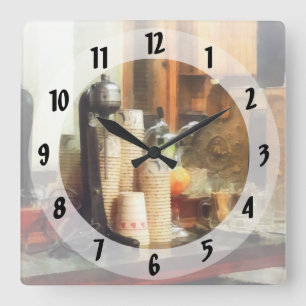 Ice Cream Parlour Square Wall Clock
