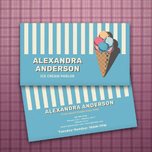 Ice Cream Parlour - Striped and Vintage Business Card