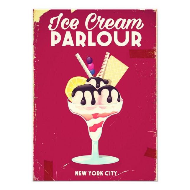 Ice Cream Parlour Vintage old Sign (Front)