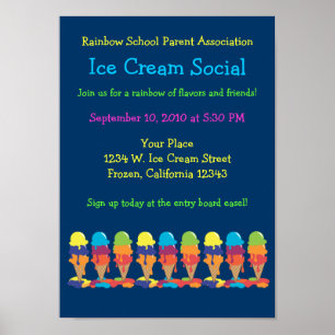 Ice Cream Party Annoucement Poster