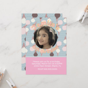 Ice Cream Party Birthday Photo Invitation