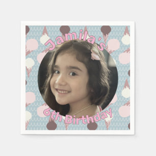 Ice Cream Party Birthday Photo Napkin