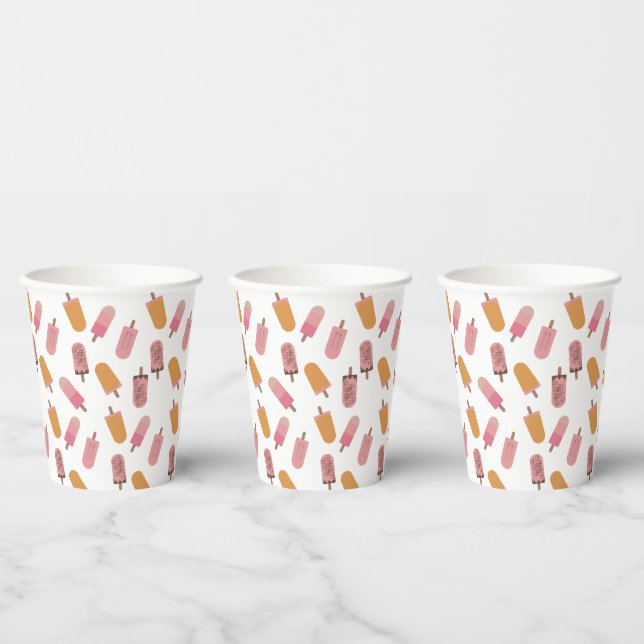 Ice Cream Party Cute Pattern Pink Summer Paper Cups (Multi)