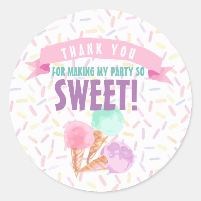 Ice Cream Party Favour Stickers (Front)