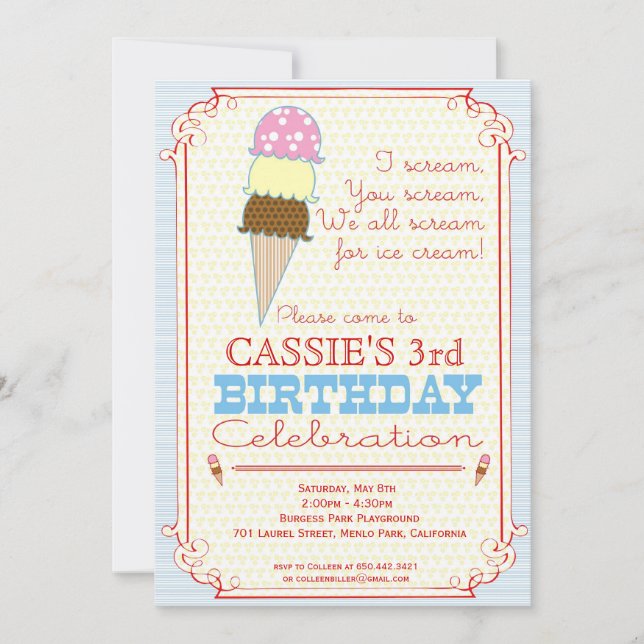 Ice Cream Party Invitation (Front)