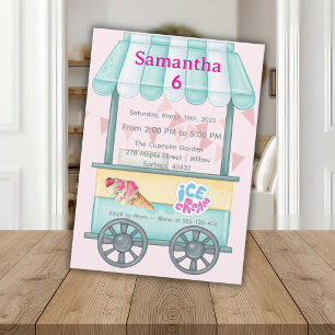 Ice Cream Party Invitation, Samantha 6th Birthday Invitation