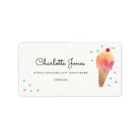 Ice Cream Party Kids Birthday Address Labels