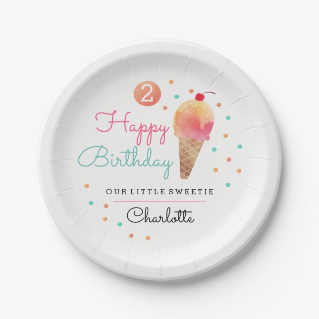 Ice Cream Party Kids Party Paper Plate (Front)