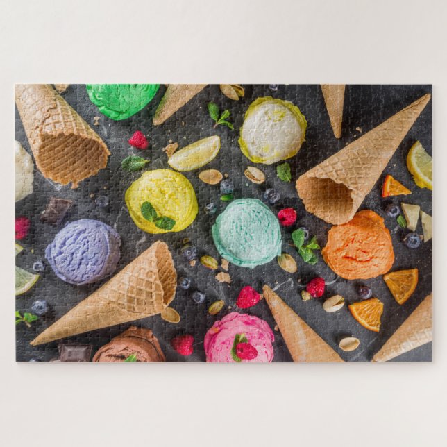 Ice Cream Party Modern Colorful Food Dessert Jigsaw Puzzle (Horizontal)