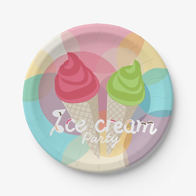 Ice cream party paper plate (Front)