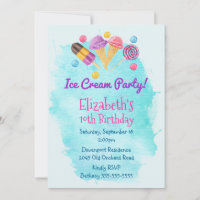 Ice Cream Party Popsicle lollipop Birthday Invite