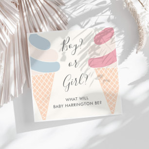 Ice Cream Pastel Boy Or Girl Gender Reveal Napkin