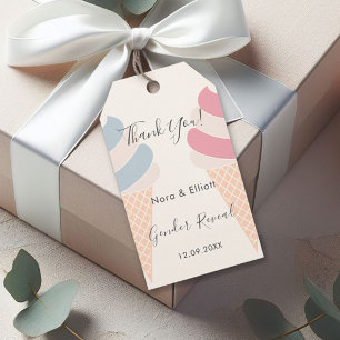 Ice Cream Pastel Colour Gender Reveal Thank You Gift Tags