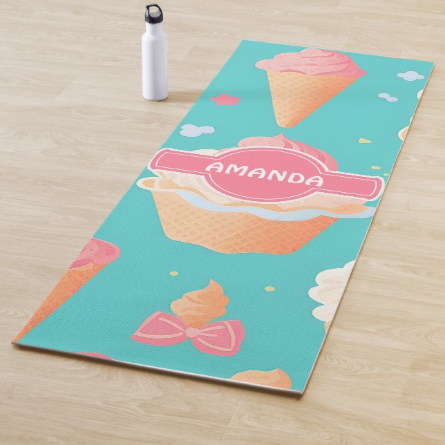 Ice cream Pastel Colourful Personalised Pattern Yoga Mat (In Situ)