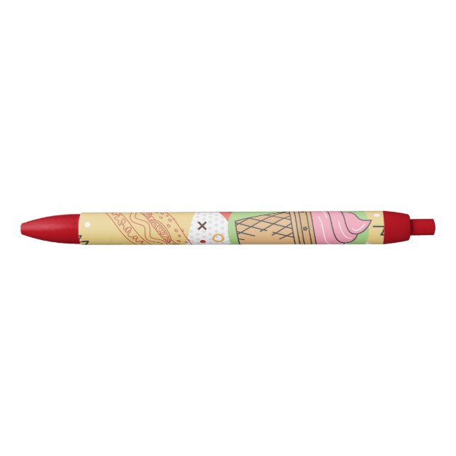 Ice cream pastel Playful pattern abstract Blue Ink Pen (Front)