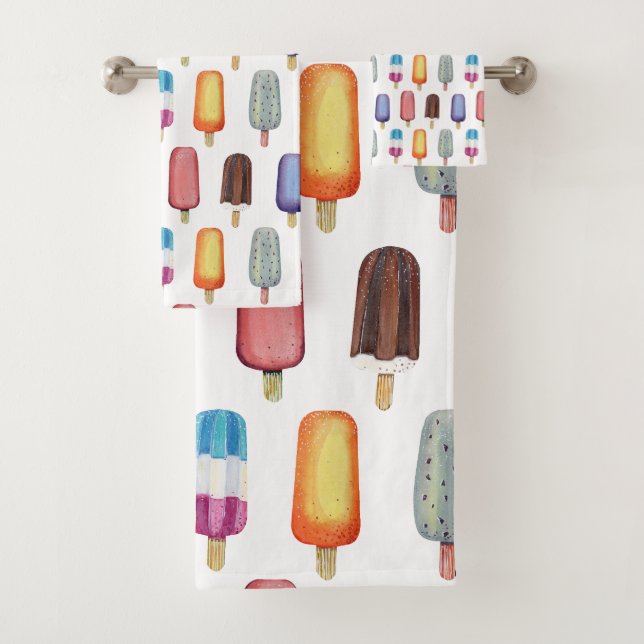 Ice Cream Pattern Bath Towel Set (Insitu)