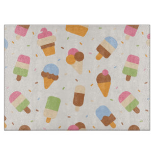 Ice Cream Pattern, Ice Cream Cone, Ice Popsicle Cutting Board