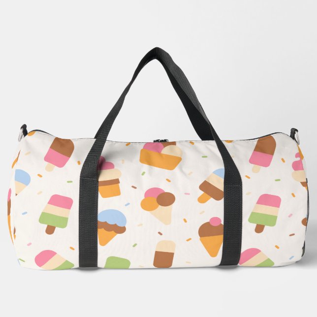 Ice Cream Pattern, Ice Cream Cone, Ice Popsicle Duffle Bag (Front)
