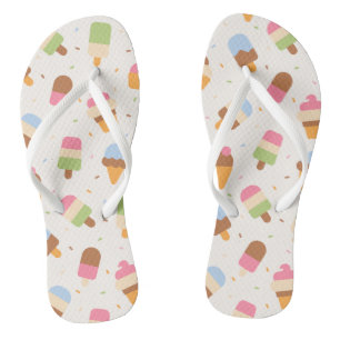Ice Cream Pattern, Ice Cream Cone, Ice Popsicle Jandals