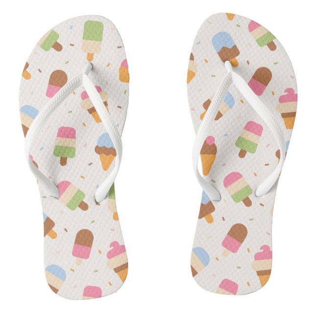 Ice Cream Pattern, Ice Cream Cone, Ice Popsicle Jandals (Footbed)