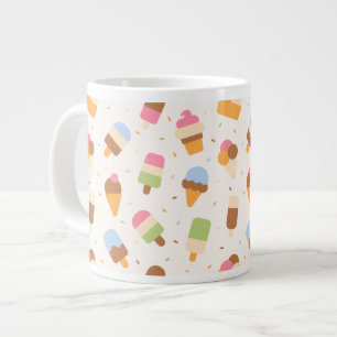 Ice Cream Pattern, Ice Cream Cone, Ice Popsicle Large Coffee Mug