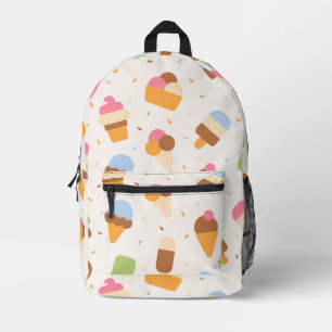 Ice Cream Pattern, Ice Cream Cone, Ice Popsicle Printed Backpack