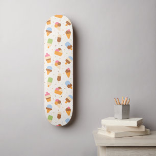 Ice Cream Pattern, Ice Cream Cone, Ice Popsicle Skateboard