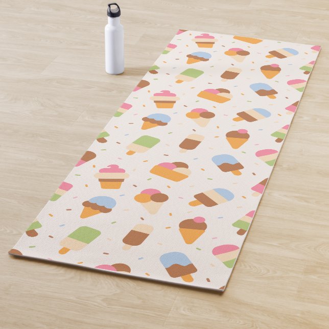 Ice Cream Pattern, Ice Cream Cone, Ice Popsicle Yoga Mat (In Situ)