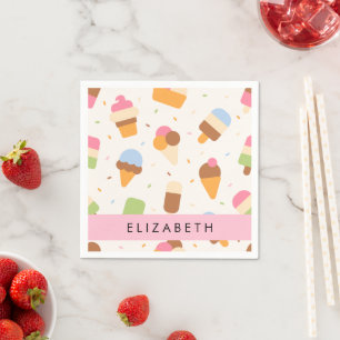 Ice Cream Pattern, Ice Cream Cone, Your Name Napkin