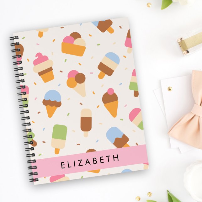 Ice Cream Pattern, Ice Cream Cone, Your Name Planner (Creator Uploaded)