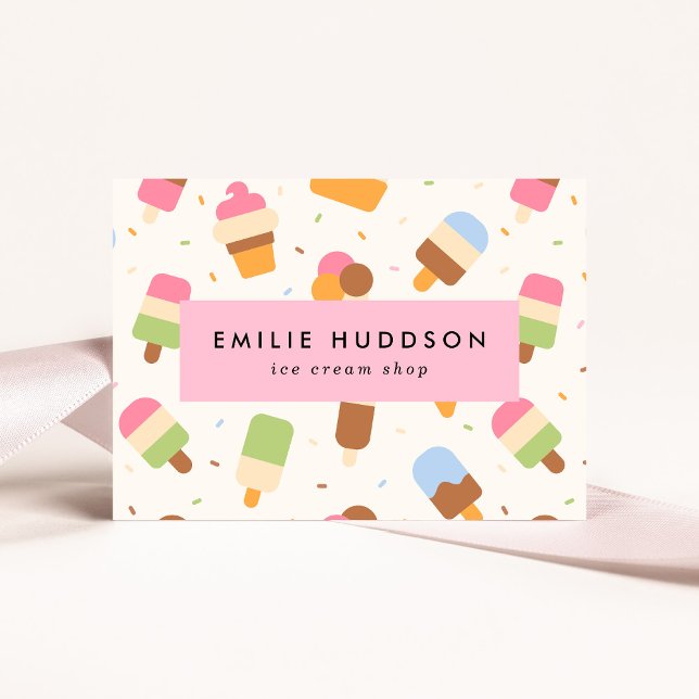 Ice Cream Pattern, Ice Cream Shop, Ice Cream Parlo Business Card (Creator Uploaded)