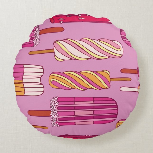 Ice cream pattern,illustration.  round cushion (Front)