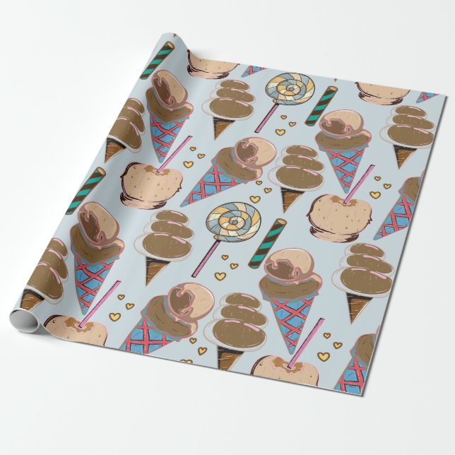 Ice cream pattern | Lollies pattern | lollipop 25 Wrapping Paper (Unrolled)