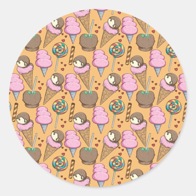 Ice cream pattern | Lollies pattern | lollipop 26 Classic Round Sticker (Front)