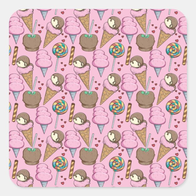 Ice cream pattern | Lollies pattern | lollipop 26 Square Sticker (Front)