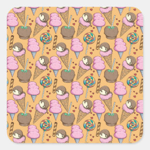 Ice cream pattern Lollies pattern lollipop 26 Square Sticker