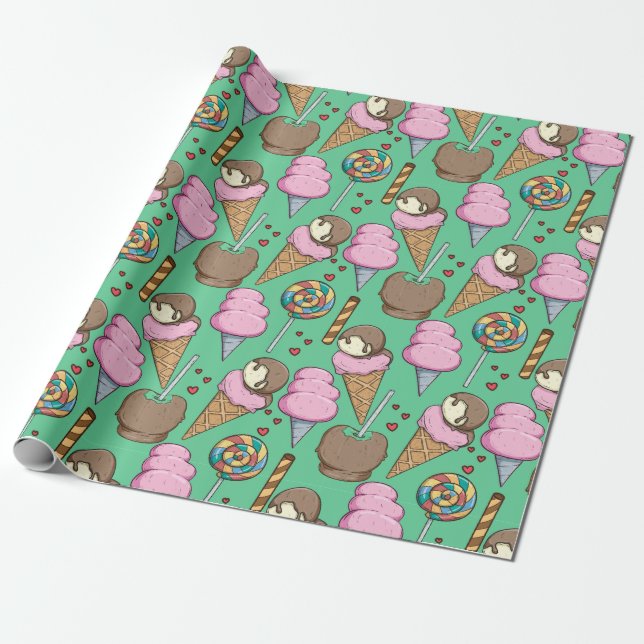 Ice cream pattern | Lollies pattern | lollipop 29 Wrapping Paper (Unrolled)