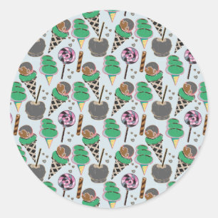 Ice cream pattern   Lollies pattern   lollipop 30 Classic Round Sticker