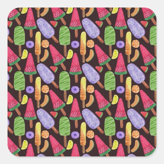 Ice cream pattern | Lollies pattern | lollipop 4 Square Sticker (Front)