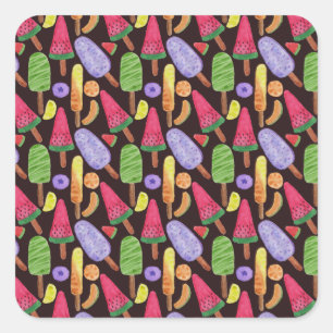 Ice cream pattern Lollies pattern lollipop 4 Square Sticker