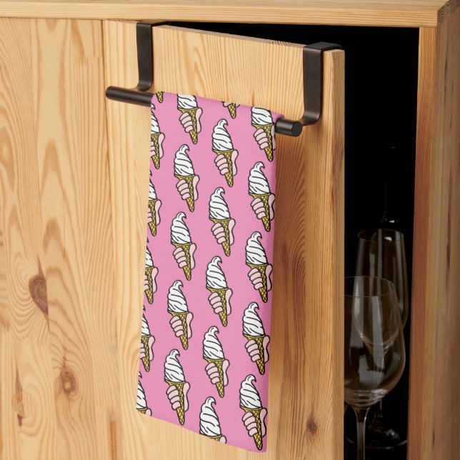 Ice Cream Pattern of Ice Cream Images Kitchen Towe Tea Towel (Thirds Fold)