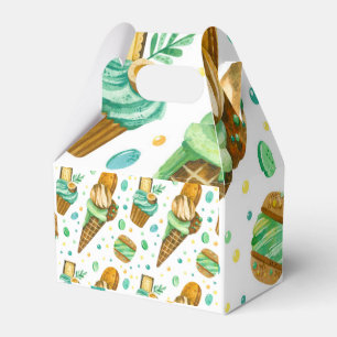 Ice Cream Pattern With Mint Caramel Ice Cream Favour Box