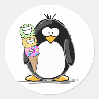 Ice Cream Penguin Classic Round Sticker