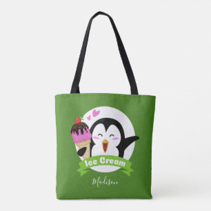 Ice Cream Penguin custom name & colour bags