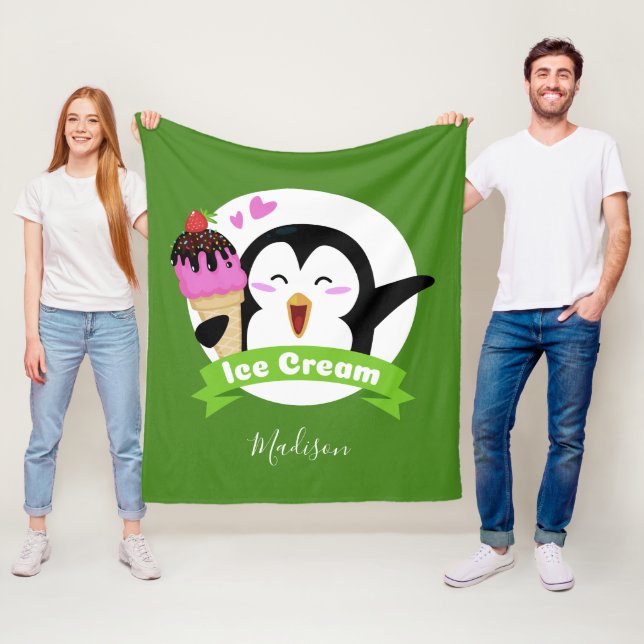 Ice Cream Penguin custom name & colour blankets (In Situ)