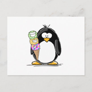 Ice Cream Penguin Postcard