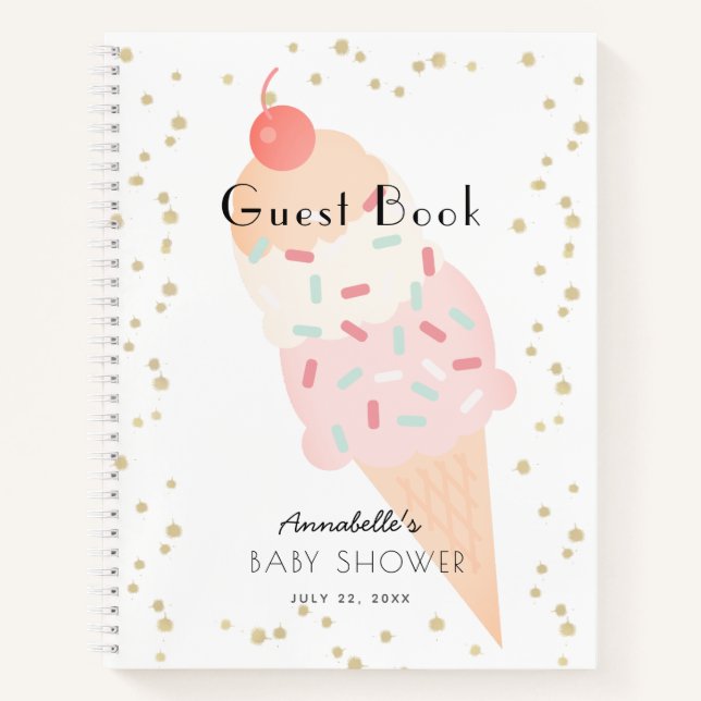 Ice Cream Pink Baby Shower Guest Book (Front)